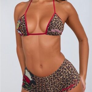 Ed Hardy Wild Leopard Bikini with Red Trim